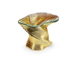Pamono Vertigo Gold Side Table in 24k Gold-Plated Inox and Glass by Barberini & Gunnell><noscript><img width=