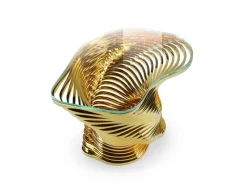 Pamono Vertigo Gold Side Table in 24k Gold-Plated Inox and Glass by Barberini & Gunnell><noscript><img width=