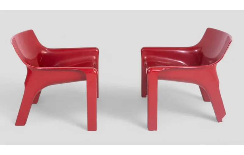 Pamono Vicario Armchairs by Vico Magistretti for Artemide, 1970s> Lounge Chairs & Armchairs