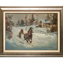 Pamono Victor Orlow, Winter in the Steppe, 1950s, Oil on Canvas, Framed> Impressionist