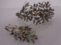 New Pamono Victorian 800 Silver Wedding Tiara and Brooch, Germany, 1890s, Set of 2