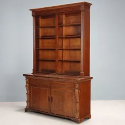 Best Pamono Victorian Bookcase Mahogany with Carvings, Italy, 19th Century