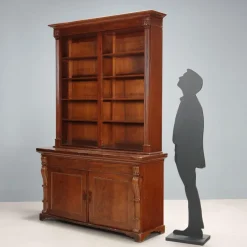 Best Pamono Victorian Bookcase Mahogany with Carvings, Italy, 19th Century