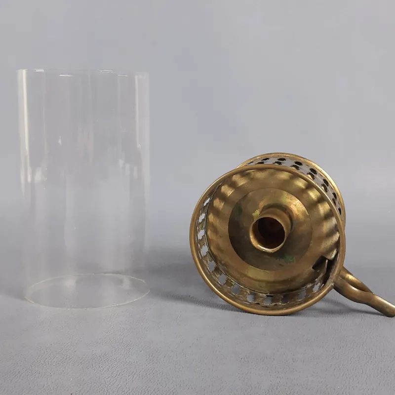 Pamono Victorian Brass and Glass Candlesticks, Early 1900s, Set of 2> Candleholders