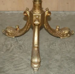 Hot Pamono Victorian Brass Coat Hat & Scarf Stand with Dolphin Cast Legs, 1880s