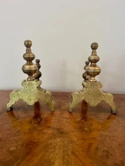 Online Pamono Victorian Brass Fireplace Set, 1890, Set of 6