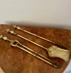 Online Pamono Victorian Brass Fireplace Set, 1890, Set of 6