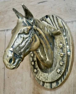 Pamono Victorian Brass Horse Head Wall Plaque, 1900s> Architectural Elements