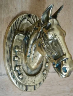 Pamono Victorian Brass Horse Head Wall Plaque, 1900s><noscript><img width=