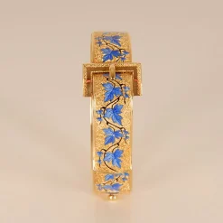 Pamono Victorian Buckle 14ct Yellow Gold and Blue Enamelled Bracelet by Van Cleef & Arpels> Bracelets