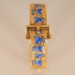 Pamono Victorian Buckle 14ct Yellow Gold and Blue Enamelled Bracelet by Van Cleef & Arpels><noscript><img width=