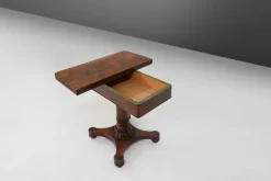 Outlet Pamono Victorian Burl Wood Folding Card Table, 19th Century