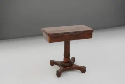 Outlet Pamono Victorian Burl Wood Folding Card Table, 19th Century