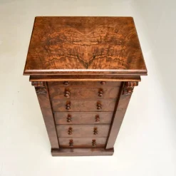 New Pamono Victorian Burr & Walnut Wellington Chest of Drawers, 1880s