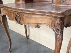 Pamono Victorian Carved Mahogany Dresser Table with Attached Mirror, 1850><noscript><img width=