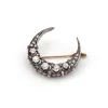 Pamono Victorian Crescent Moon Diamond Brooch