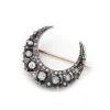 Pamono Victorian Diamond Crescent Moon Brooch> Brooches