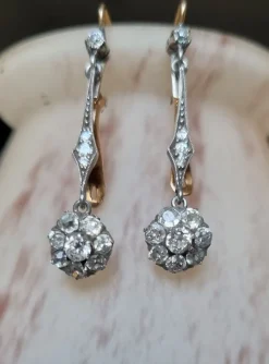 Pamono Victorian Diamond Earrings, Late 19th Century, Set of 2><noscript><img width=