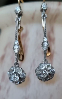 Pamono Victorian Diamond Earrings, Late 19th Century, Set of 2><noscript><img width=