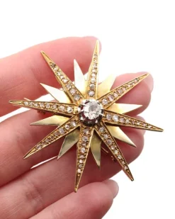 Pamono Victorian Diamond Star Brooch> Brooches