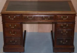 Clearance Pamono Victorian English Panelled Hardwood Twin Partner Desk, 1880s
