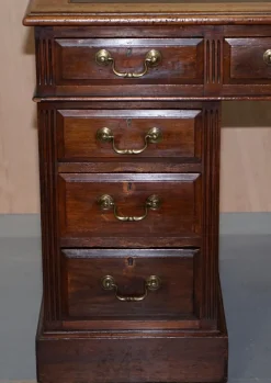 Clearance Pamono Victorian English Panelled Hardwood Twin Partner Desk, 1880s