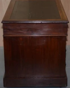 Clearance Pamono Victorian English Panelled Hardwood Twin Partner Desk, 1880s