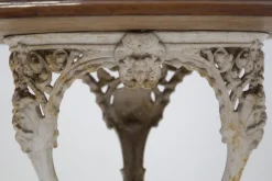 Pamono Victorian English White and Wood Cast Iron Table> Garden Tables