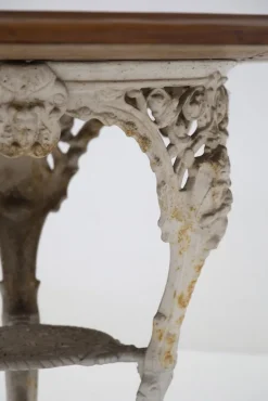 Pamono Victorian English White and Wood Cast Iron Table><noscript><img width=