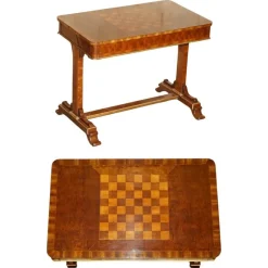 Hot Pamono Victorian Game Table in Walnut and Hardwood
