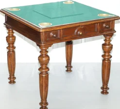 Pamono Victorian Game Table with Drop Middle, Secret Drawers and Buttons, 1840s
