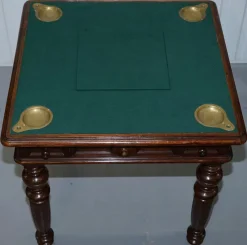 Pamono Victorian Game Table with Drop Middle, Secret Drawers and Buttons, 1840s
