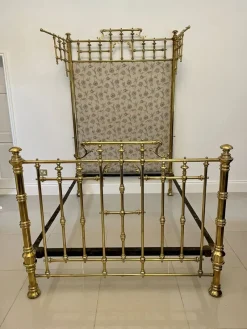 Outlet Pamono Victorian Gilded Solid Brass Half Tester Double Bed