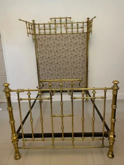 Outlet Pamono Victorian Gilded Solid Brass Half Tester Double Bed