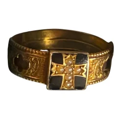 Pamono Victorian Gold Memorial Mourning Ring><noscript><img width=