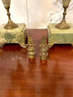 Discount Pamono Victorian Green Onyx Ornate Clock Garniture, Set of 3