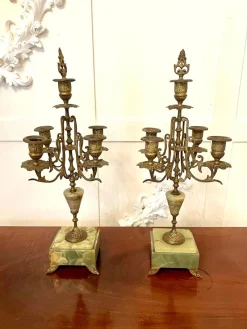Discount Pamono Victorian Green Onyx Ornate Clock Garniture, Set of 3