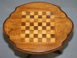 Pamono Victorian Inlaid Walnut & Hardwood Chess Table with Ornate Legs, 1880s><noscript><img width=