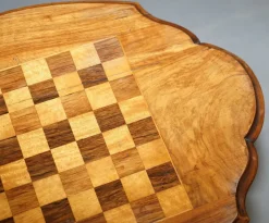 Pamono Victorian Inlaid Walnut & Hardwood Chess Table with Ornate Legs, 1880s><noscript><img width=