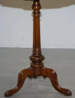 Pamono Victorian Inlaid Walnut & Hardwood Chess Table with Ornate Legs, 1880s><noscript><img width=