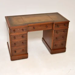 Online Pamono Victorian Leather Top Pedestal Desk, 1860s