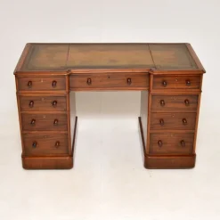Online Pamono Victorian Leather Top Pedestal Desk, 1860s