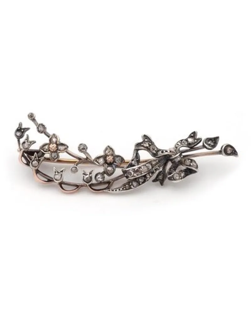 Pamono Victorian Lily Valley Diamond Brooch> Brooches