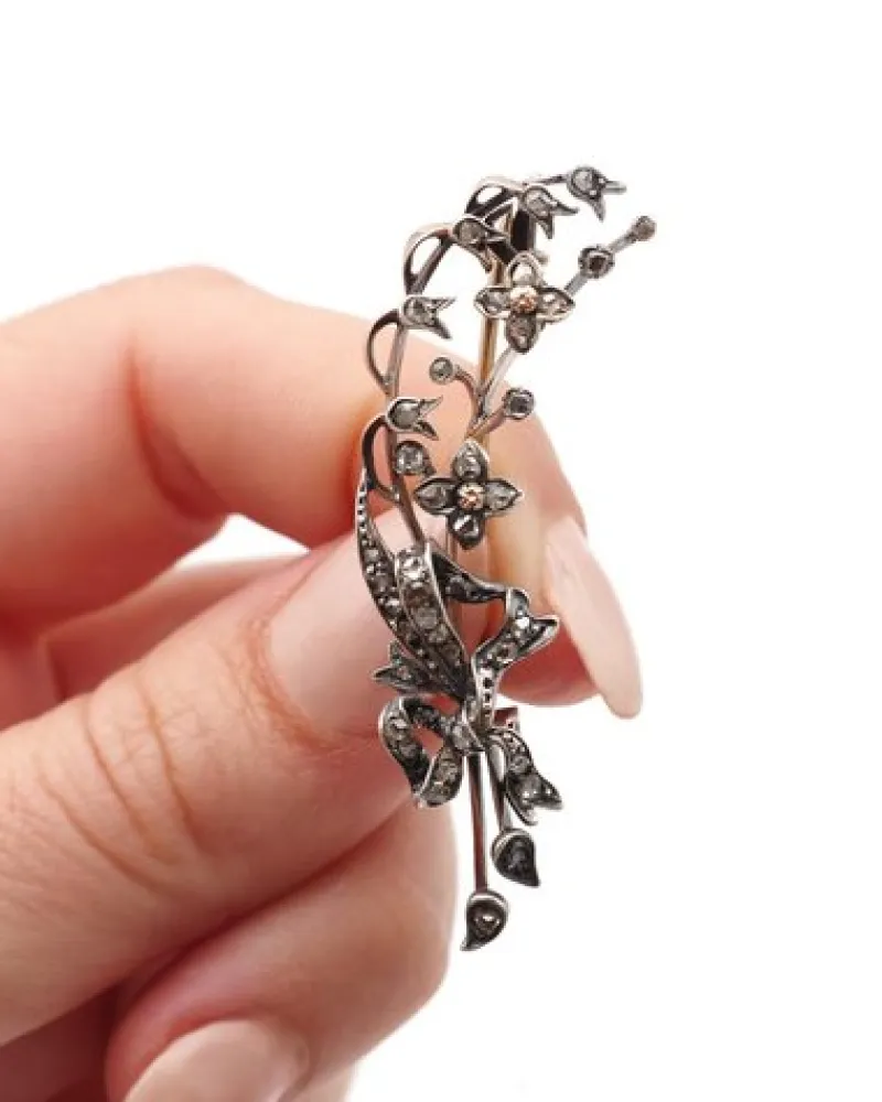 Pamono Victorian Lily Valley Diamond Brooch> Brooches