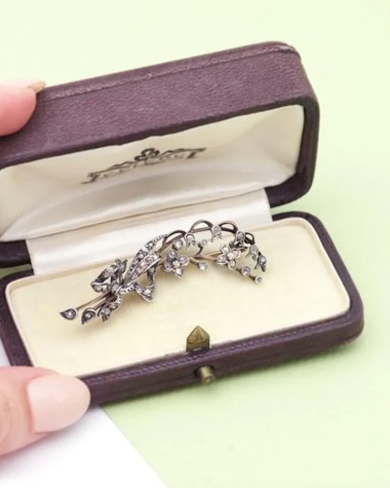 Pamono Victorian Lily Valley Diamond Brooch> Brooches