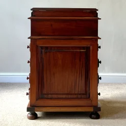Pamono Victorian Mahogany Davenport Desk with Leather Writing Surface and Carved Floral Rosettes, England, 1850s><noscript><img width=