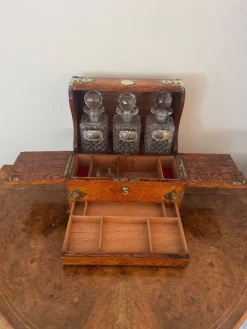 Clearance Pamono Victorian Oak Tantalus and Games Box, 1880s, Set of 9