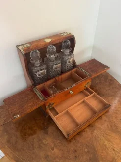 Clearance Pamono Victorian Oak Tantalus and Games Box, 1880s, Set of 9