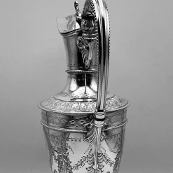 Pamono Victorian Ornate Silver-Plated Claret Jug with Rams Head Handle from James Deakin & Sons, Sheffield, United Kingdom, 1880s><noscript><img width=