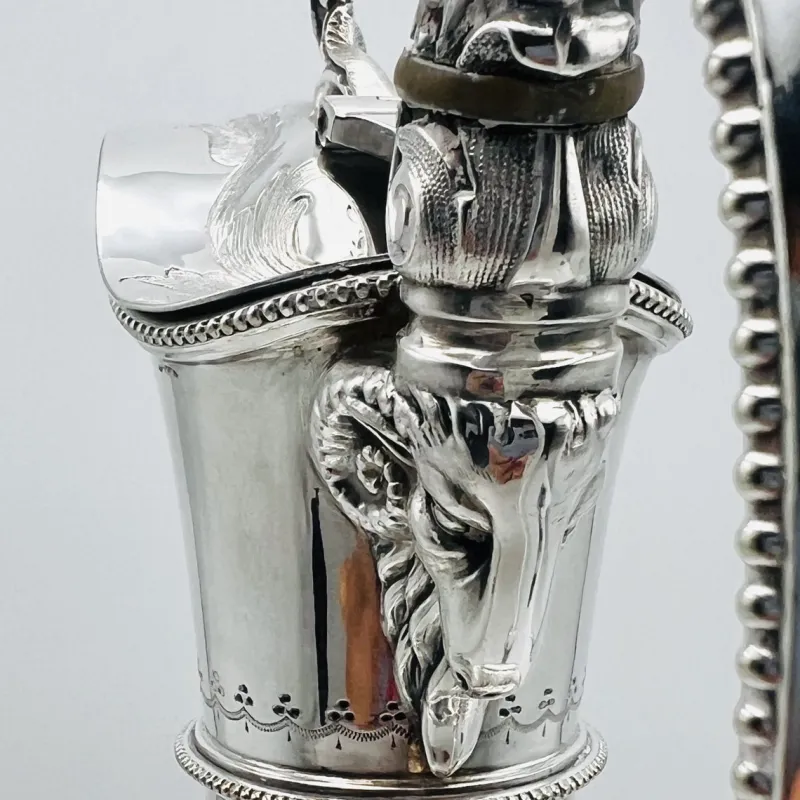 Pamono Victorian Ornate Silver-Plated Claret Jug with Rams Head Handle from James Deakin & Sons, Sheffield, United Kingdom, 1880s> Bottles, Carafes & Jugs